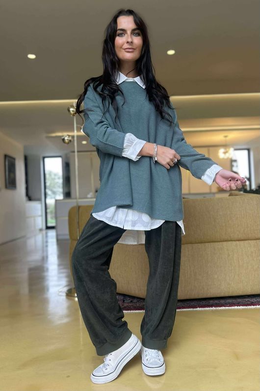 Conrad Oversized Boxy Knit Deep Sage -